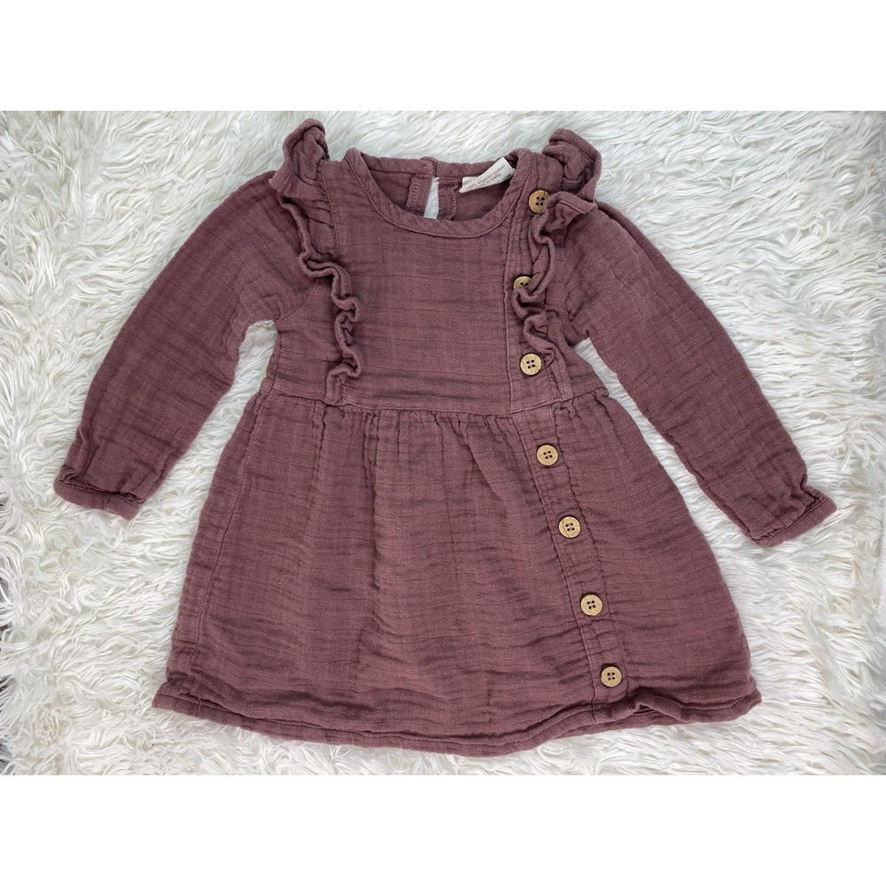City Mouse Baby Girl 18-24 Month Pink Organic Cotton Ruffle Dress